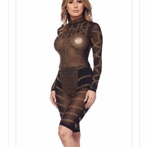 Sheer rhinestone bodysuit